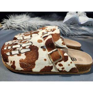 MENS OCTAVIOUS MARKS SLIP ON COW FUR PRINT SHOE - SIZE 11/12 - BROWN